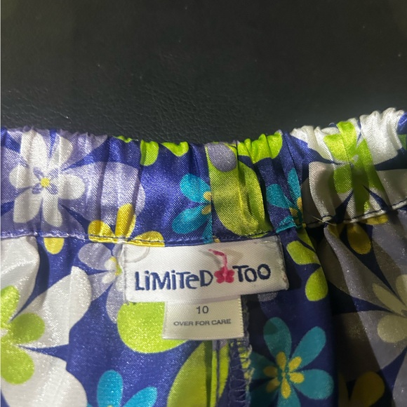 Vintage Limited Too Y2K Girls Pajama Set Size Large 10 Floral 60s Print Silky PJ - Picture 7 of 7